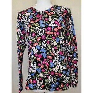 August Silk Heritage Womens M Multicolor Floral All Over Print  Boho Button Up